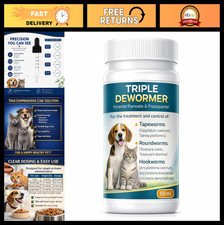 Broad Spectrum Pet De-Wormer for Cats Dogs - Targets Tapeworm, Roundworm, Hook