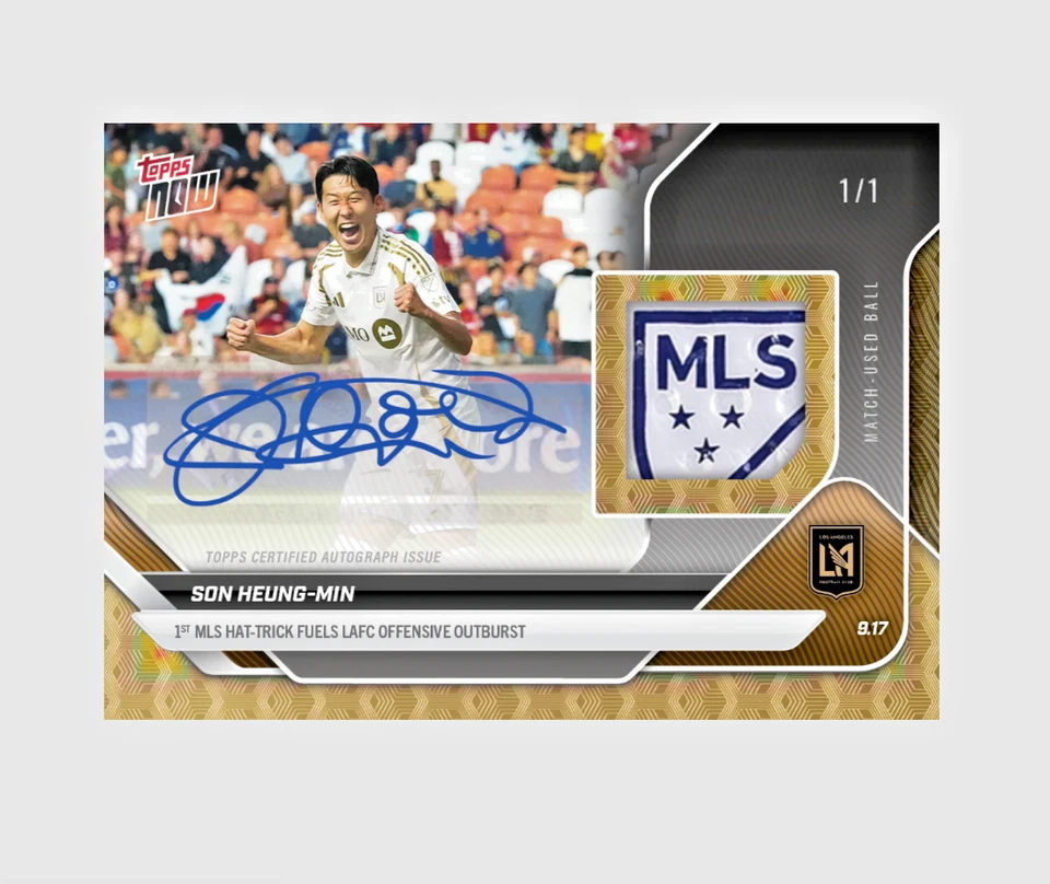 Son Heung-Min Topps Now AUTO Relic /10 BLACK Parallel Redemption 1st Hat Trick! - Image 4 of 4