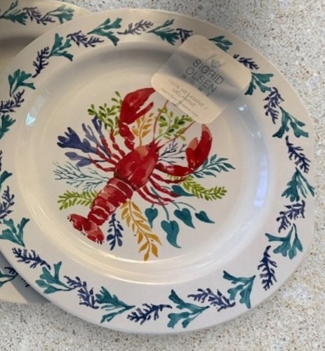 Sigrid Olsen Melamine Dinner Plates Lobster Crab 8" Set Of 4 New - Picture 2 of 5