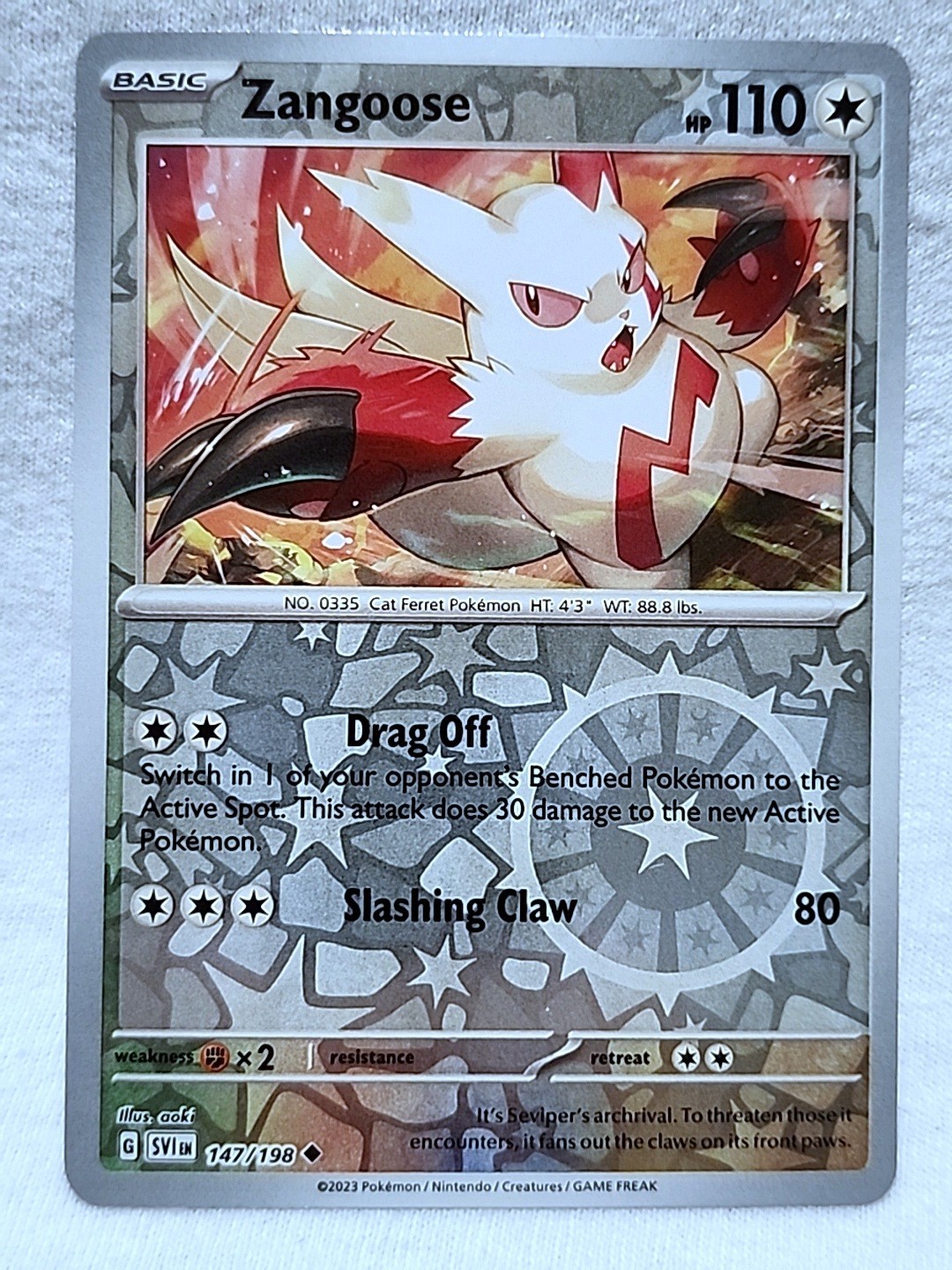 Zangoose 147/198 Reverse Holo Uncommon Scarlet & Violet Base Set Pokemon
