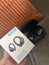 Sweat-Proof Wireless Ear-hook Earbuds, Bluetooth, Sports, Double, Black