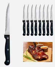 Set of 8 PCS Stainless Steel Steak Knives Serrated 9" US