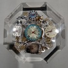 MCM Lucite Exploding Watch Parts Frozen In Time Paperweight Octagon Giraudon  — photo 1