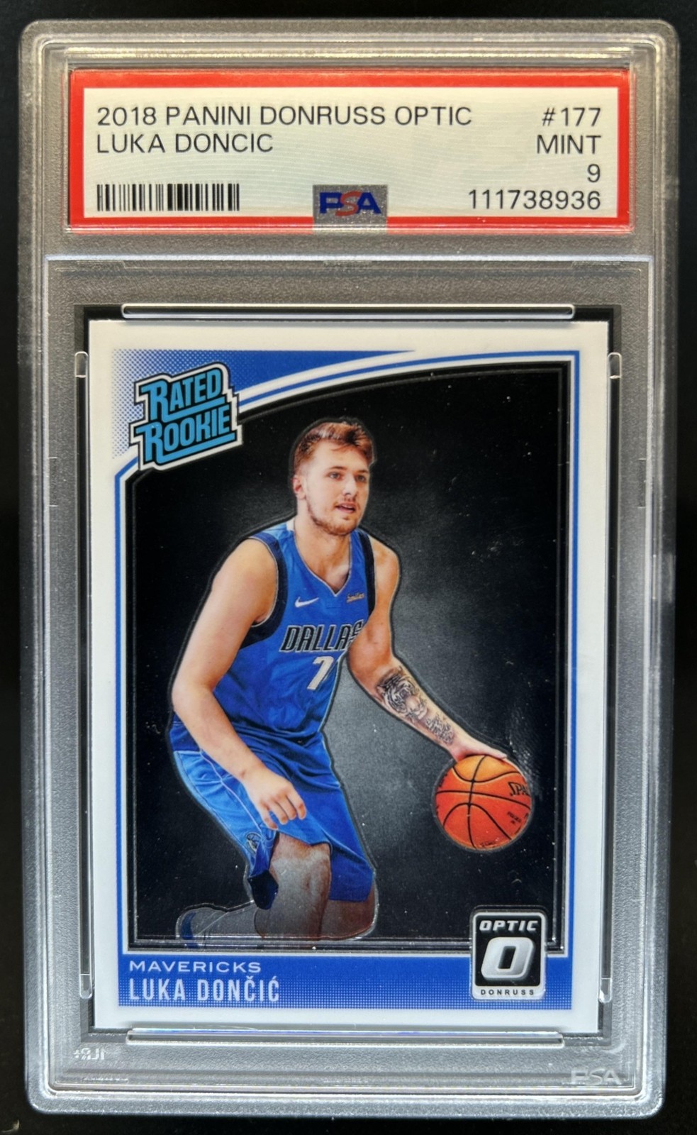 2018-19 Panini Donruss Optic Luka Doncic Rookie RC #177 Mavericks PSA 9
