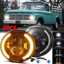 Pair 7 Inch Round Led Headlights For Jeep Wrangler Jk Cj Lj Tj Halo Angel Eyes