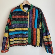 Vintage Chico  s Boho Patchwork Embroidered Jacket Made In India Size Large 2 