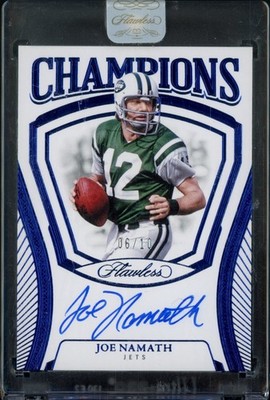 2025 Panini Flawless Joe Namath Champions Signatures On-Card Auto Sapphire /10