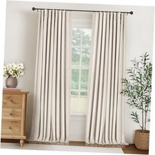 100 Blackout Curtains for Bedroom, Black Out 50"W x 108"L Pack of 2 Cream