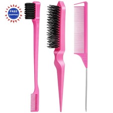 Hair Styling Comb Set 3 Piece Teasing Brush Rat Tail Edge Pieces Edge&Back Women