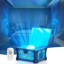 Cofre del tesoro azul luces boreales Bluetooth ondas de sonido proyector horizonte estrella