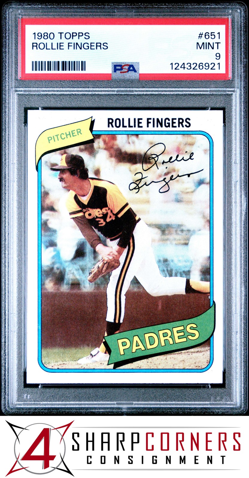 1980 TOPPS #651 ROLLIE FINGERS PADRES HOF PSA 9