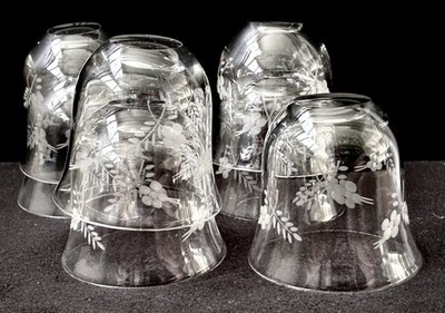 7er Set Likörgläser graviert Art Deco 1940