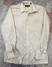 Vintage Yves Saint Laurent Dress Shirt Button Up Small Beige Mens 15 32-33 Slim