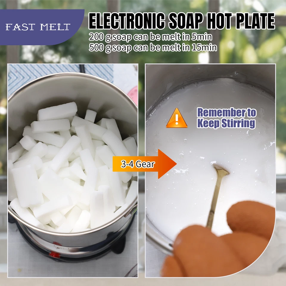 Kit para hacer artesanías de jabón Olla de fundición de jabón Calentador de jabón Molde para fundir Hágalo usted mismo Foto 3 de 4