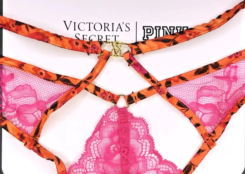 Victoria's Secret Muy Sexy Nuevo con Etiquetas XXL Naranja Tirantes Satén Tanga Panty Tropical Foto 3 de 4