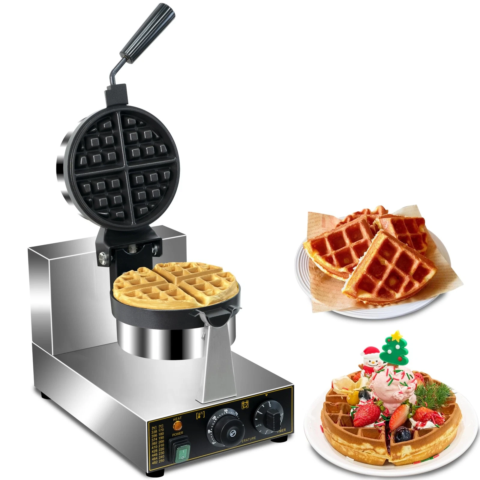Commercial Waffle Maker, Professional Belgian Waffle Maker Round Waffle Iron ...