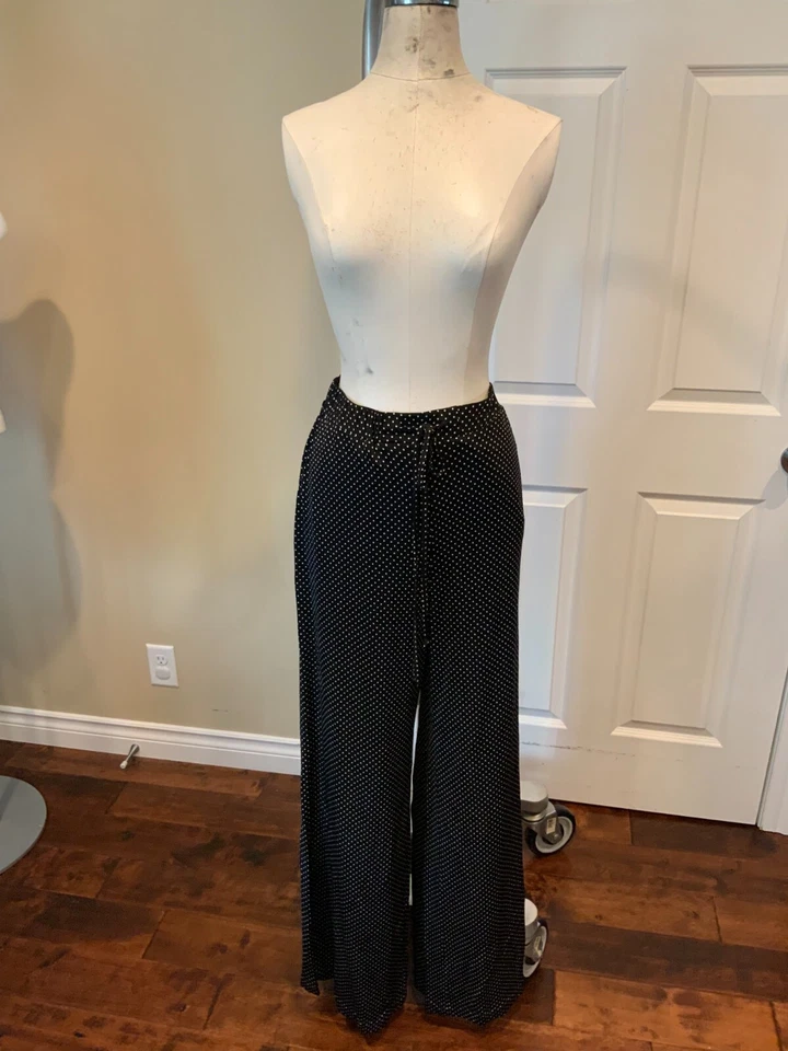 Nanette Lepore Black "Pure Pant" w/ White Polka Dots, Size Large NWT! - Image 2 of 4