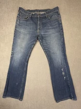 Levi’s 527 Jeans Mens 38x32 Blue Boot Cut Distressed Destroyed Actual 36x33