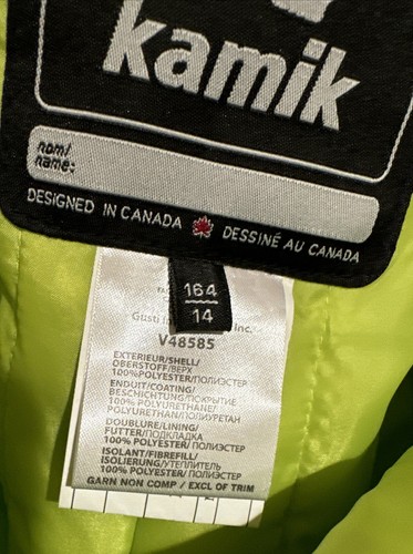 KAMIK HARPER Snow Pants Youth Size 14 NEW NWT Lime SKI Snowboard EUR 164 - Picture 9 of 9
