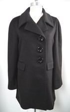 Kiton Pure Cashmere Black Long Jacket Car Coat Women's Italian Size 44