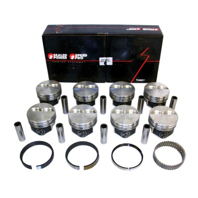 Speed Pro FMP H631CP Chevy 350 SBC Flat Top Pistons + Moly Rings Kit STD