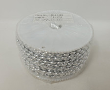 Spool of 3x6mm Silver Oval Pearls Beads Plastic Beaded Craft Garland Trim 36 YDS