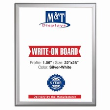 M T Displays Dry Erase White Write Board 22X28, Silver Aluminum Frame
