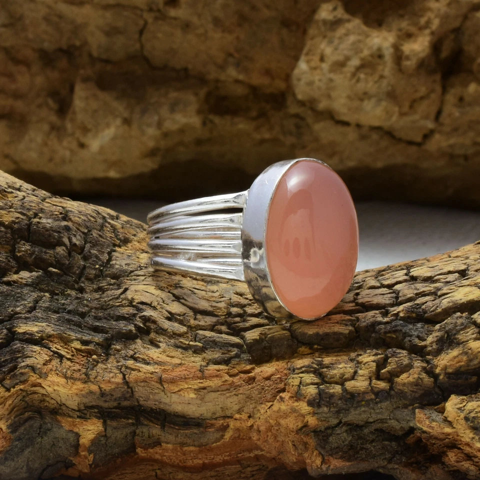 Gorgeous Rose Quartz Gemstone 925 Sterling Silver Handmade Ring All Size - Image 2 of 3