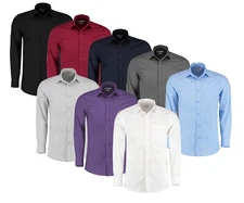 Kustom Kit Mens Long Sleeve Easy Iron Tailored Poplin Shirt