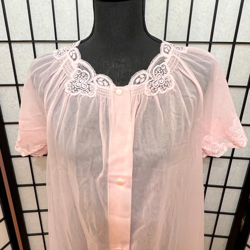 Vtg Lorraine Lingerie Nightgown Button Front Lace Satin Cottage Grandma Core Sm - Picture 3 of 14