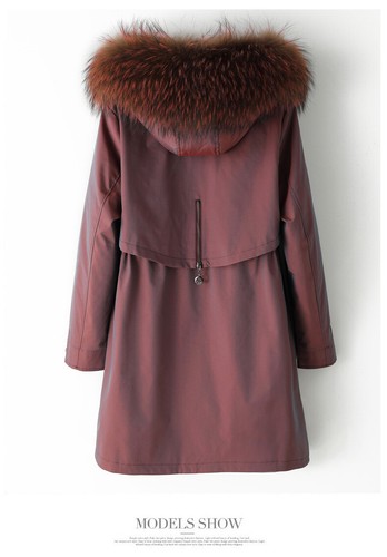 Womens Real Fox Fur Collar Mid Long Parka Rex Rabbit Fur Lined Overcoat Coat Hot - Picture 20 of 27