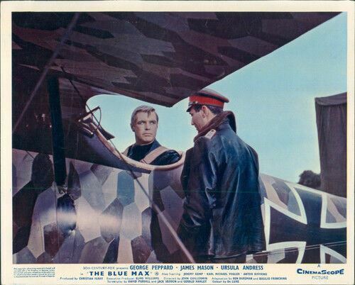 The Blue Max George Peppard in Fokker D.VII with Karl Michael Vogler lobby card - Picture 1 of 1