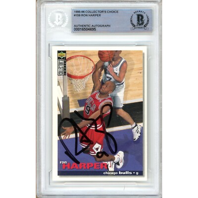 Ron Harper Signed 1995 96 Upper Deck CC #159 Chicago Bulls Beckett BAS Auto