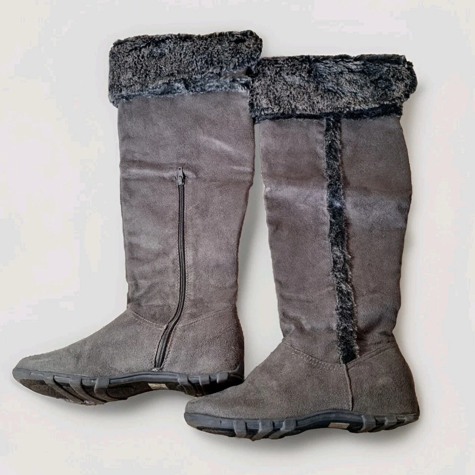  Botas hasta la rodilla de gamuza gris imitación piel para mujer talla 11 pimentón Foto 2 de 4