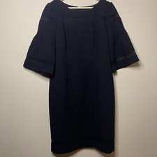 Talbots Bell Sleeve Dress Size 10 Black Mesh Inset Polyester Lined Church Office