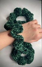HANDMADE VELVET YARN CROCHET HAIR SCRUNCHIES 