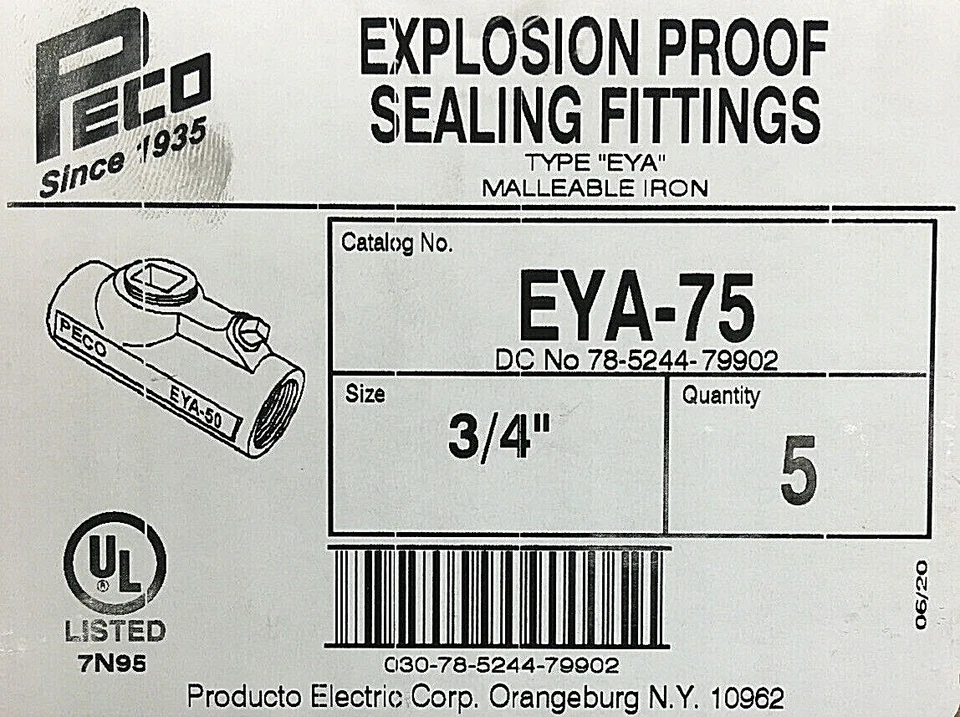 EYA-75 PECO 3/4 PULGADAS HIERRO MALEABLE SELLO A PRUEBA DE EXPLOSIONES TIPO MONTAJE EYA Foto 4 de 4
