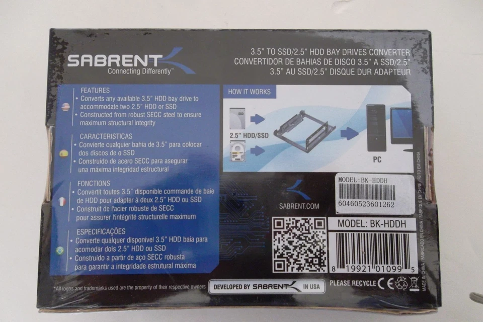 Sabrent 3.5” to Two SSD/2.5” HDD Bay Drives Bay Converter  Adapter BK-HDDH NEW - Image 3 of 4