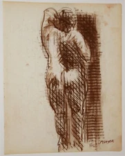 Drawing 2 of 6, Ink/Pastel, hand signed, by Social Realist Painter Moses Soyer