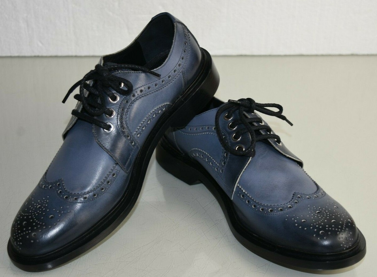 $975 NEW Jimmy Choo Lace Up Wing Tip OMBRE Leather Blue Grey  display picture 1