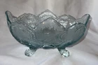 Vintage 1940s Stunning Light Blue Jeanette Glass Lombardi Footed Fruit Bowl