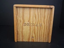 Vtg Decla Wooden Alphabet Building Blocks 44 Pieces Red Blue Yellow Green W/ Box