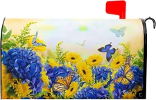 Spring Hydrangeas Daisies Flowers Mailbox Covers Magnetic Standard Size 18" X 21