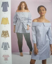 Simplicity Pattern 8550 Womens Off Shouler Dress Tunic /Top sz 10-18 or 20W-28W