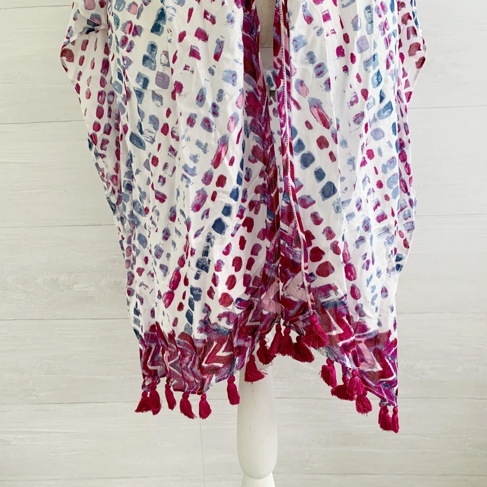 Nordstrom - синий и бордовый легкий кисточки ruana shrug OS 36 «x 36» - Изображение 3 из 4