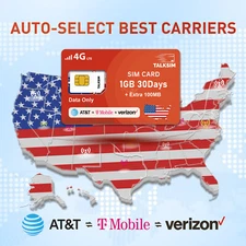 TALKSIM 1.1GB Data SIM (30 Days) - USA Local & Europe Travel Network