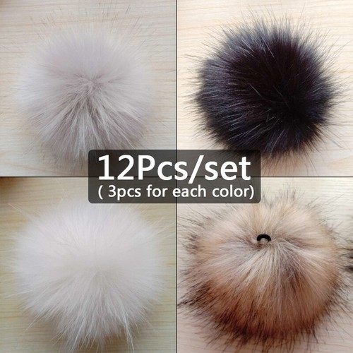 Faux Fur Pom Pom Press Stud Ball 