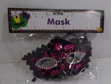 Mardi Gras Masks for Women Black and Pink Roses with Lace - Great Halloween Cost