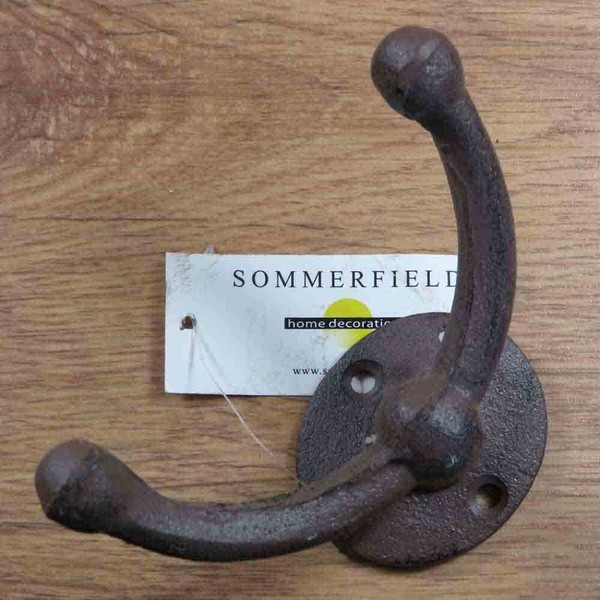 Garderobenhaken Gusseisen Kleiderhaken Wandhaken Sommerfield Doppelhaken HK114-B-image