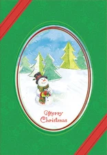 Snowman in Oval Frame Box of 18 Christmas Cards by Designer Greetings